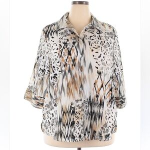 Alia Brown and Black Pattern Blouse top 3/4 Sleeve Length. Size 18W